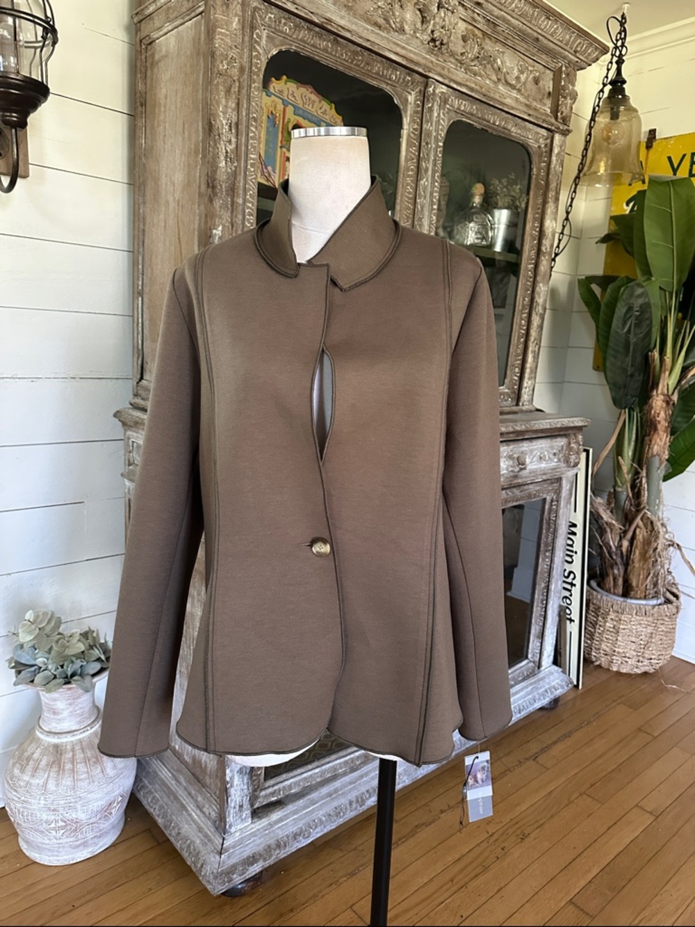 LOLA & SOPHIE SPORTY NEO BLAZER BROWN XL NEW CONTEMPORARY STRETCH
